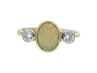 Opal and Diamond Three Stone