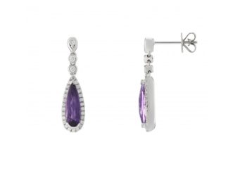 Amethyst and Diamond Drop Earrings