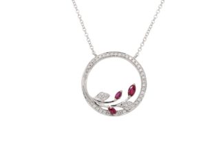Ruby and Diamond Leaf Necklace