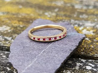 Ruby and Diamond Half Eternity Ring 0.20ct