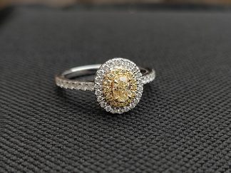 Oval Yellow Diamond Cluster Ring