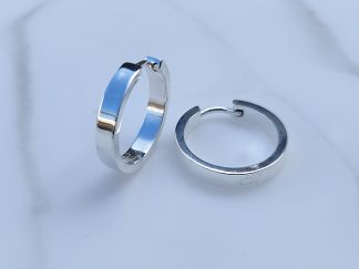 21mm Flat Silver Hoops