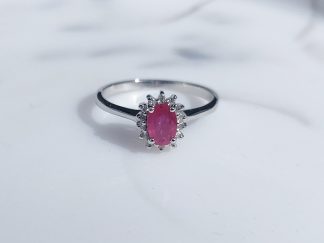 Ruby and Diamond Cluster Ring