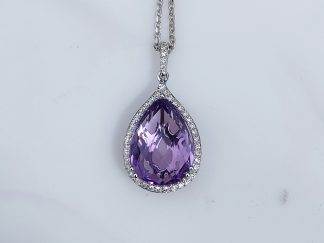 Amethyst and Diamond Cluster Necklace