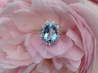 Topaz and Diamond Cluster Ring