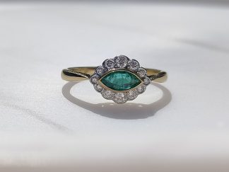 Marquis Emerald Cluster Ring
