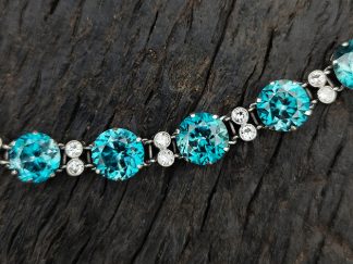 Blue Zircon and Diamond Bracelet