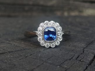 Handmade Sapphire and Diamond Cluster