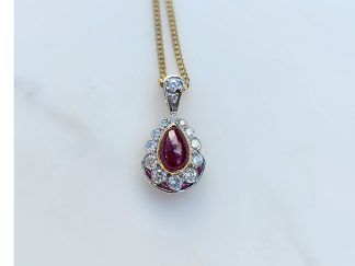 Cabochon Ruby and Diamond Necklace