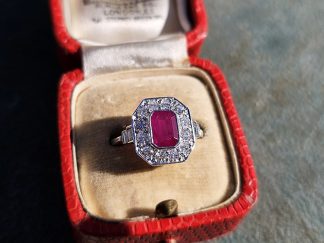 Octagonal Ruby Cluster Ring